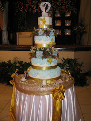 Wedding Cake Blue And Gold 2