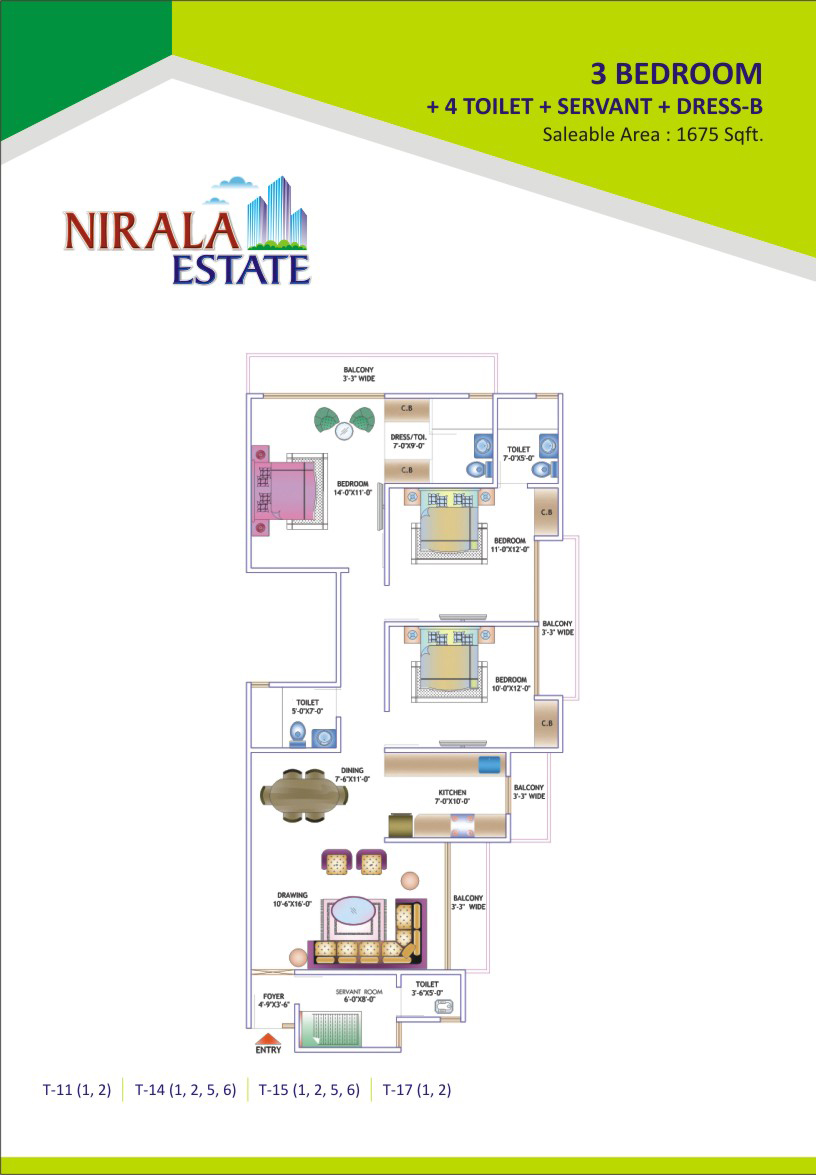 1675 sq.ft. 3bhk study floor plan 1675 sq.ft.-3bhk-study-floor-floor-plan-nirala-estate