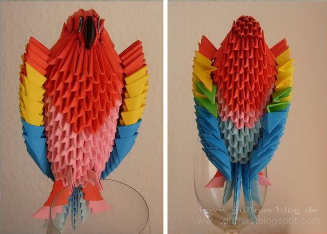 Gulnas' Kunstblog: Papagei . 3D / modulares Origami.