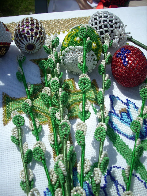 Beaded Easter Eggs And Beaded Pussy Willows by Halyna Mykhalska Zbarazh City West Ukraine