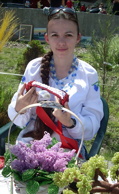 Ukrainian Girl And Her Craft Beaded Lilac Zbarazh City Western Ukraine
