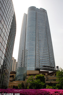 Buildings with blooms of azaleas, at Roppongi Hills, in Tokyo