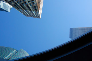 Buildings in the blue, at Shiodome, in Tokyo