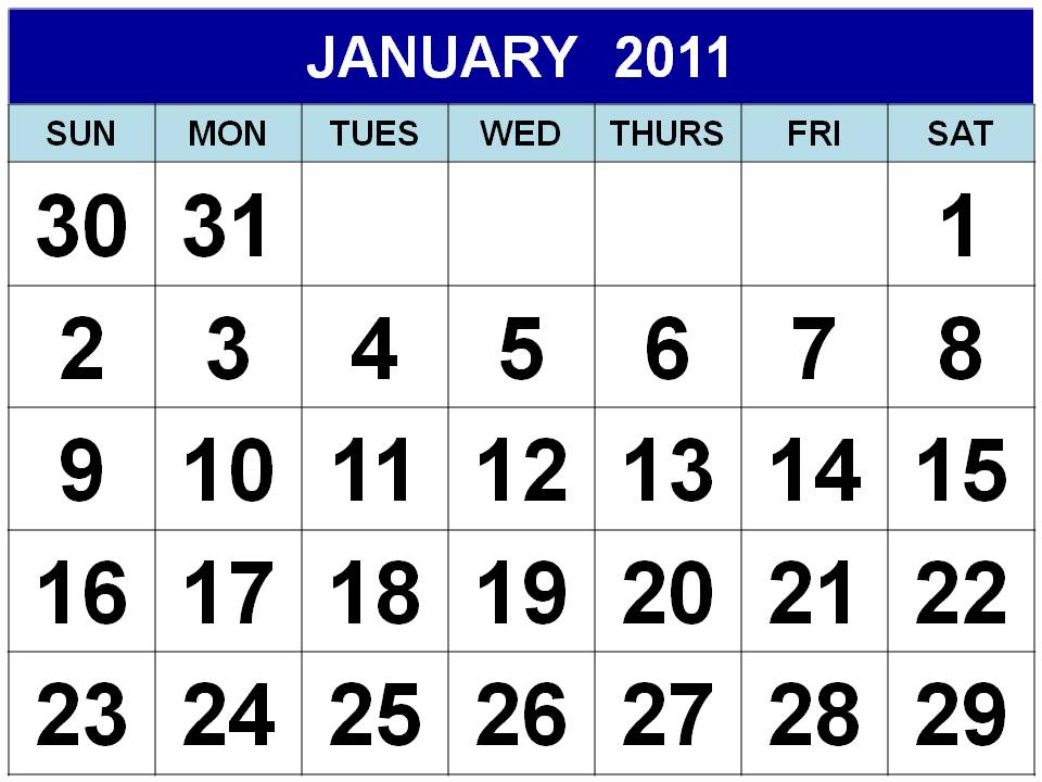 Printable 2011 Calendar Uk. Printable January 2011