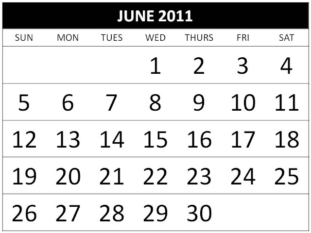 june 2011 calendar with holidays. Calendar June 2011