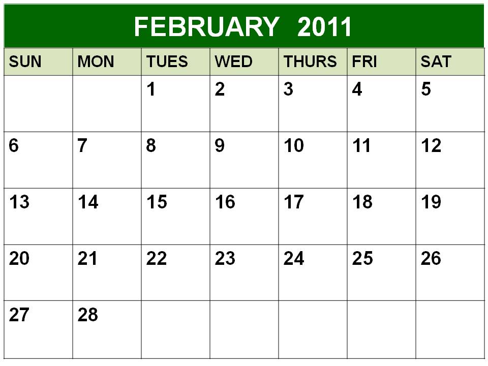 printable 2011 calendar february. february 2011 printable
