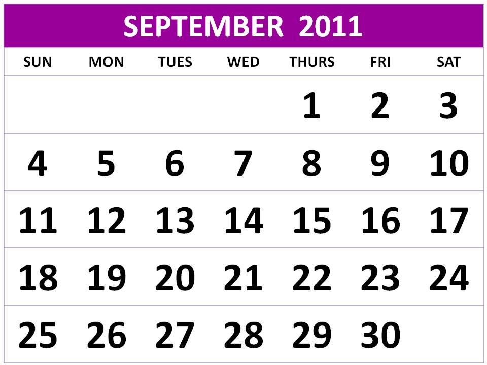 To download and print this Free Monthly Calendar 2011 September: