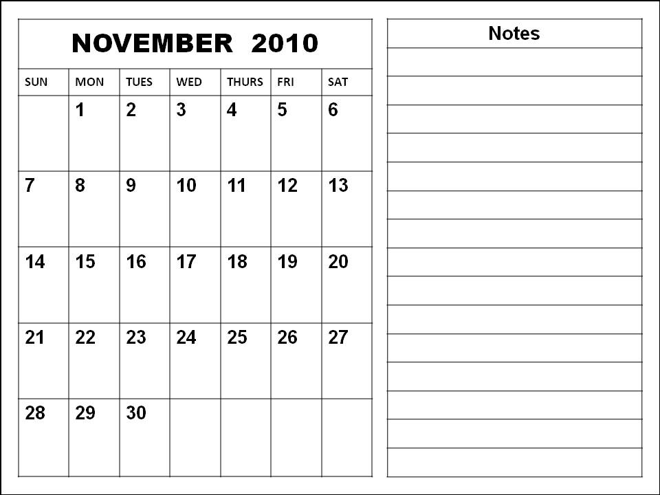 November 2010 Calendar