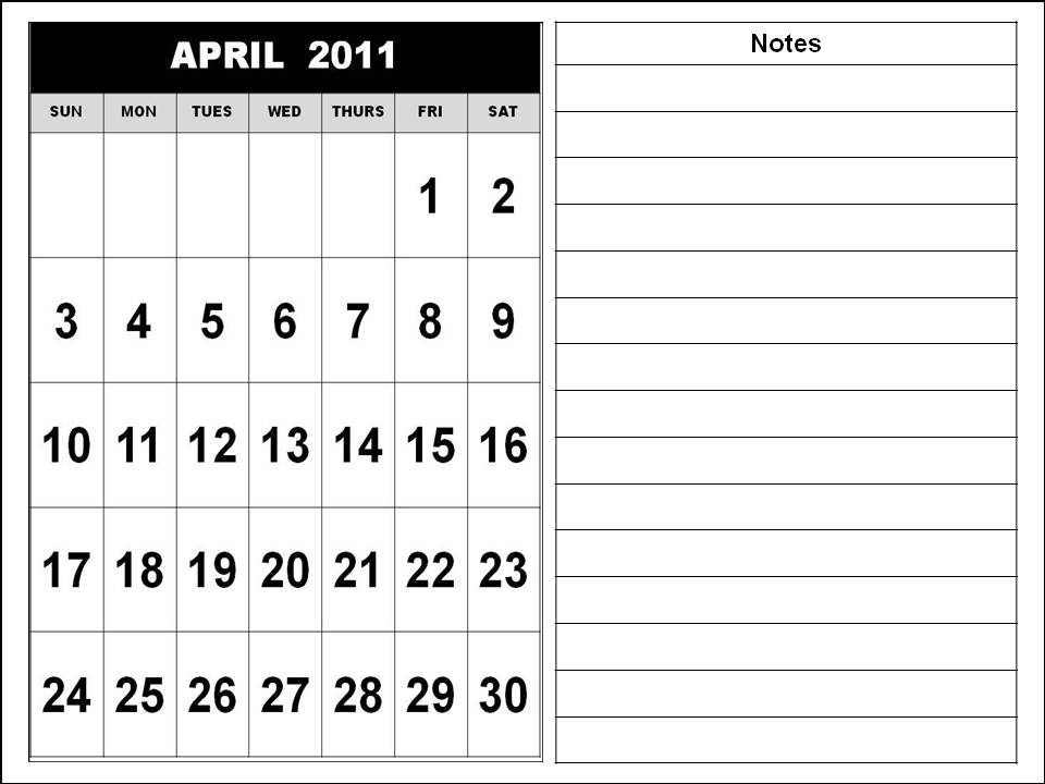 rexcongginche: april 2011 calendar printable with