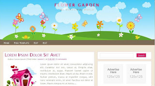 Flower Garden - Free Blogger Template theme.  3 column design, navigation menu, unique header, ads ready, search box, read more function