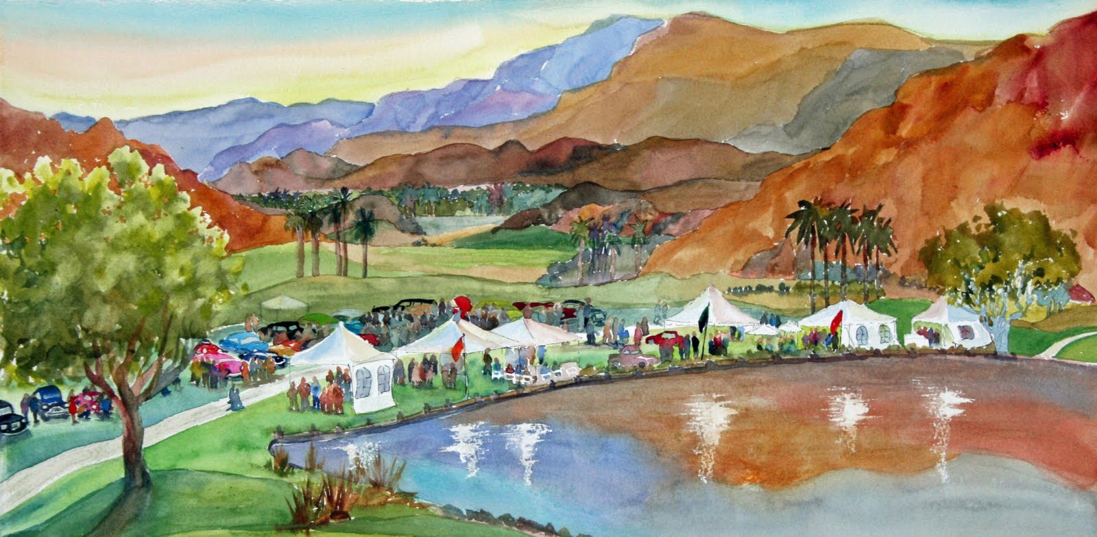 Diane Moore's Watercolors "Concours d'Elegance at La Quinta Resort"