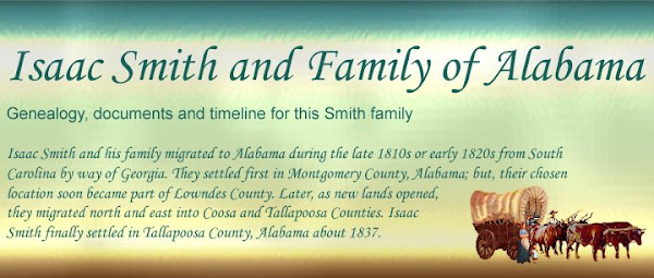 Isaac Smith and Family of Alabama: Genealogy, documents and timeline for this Smith family