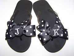 Black and White Monogrammed Flip Flops