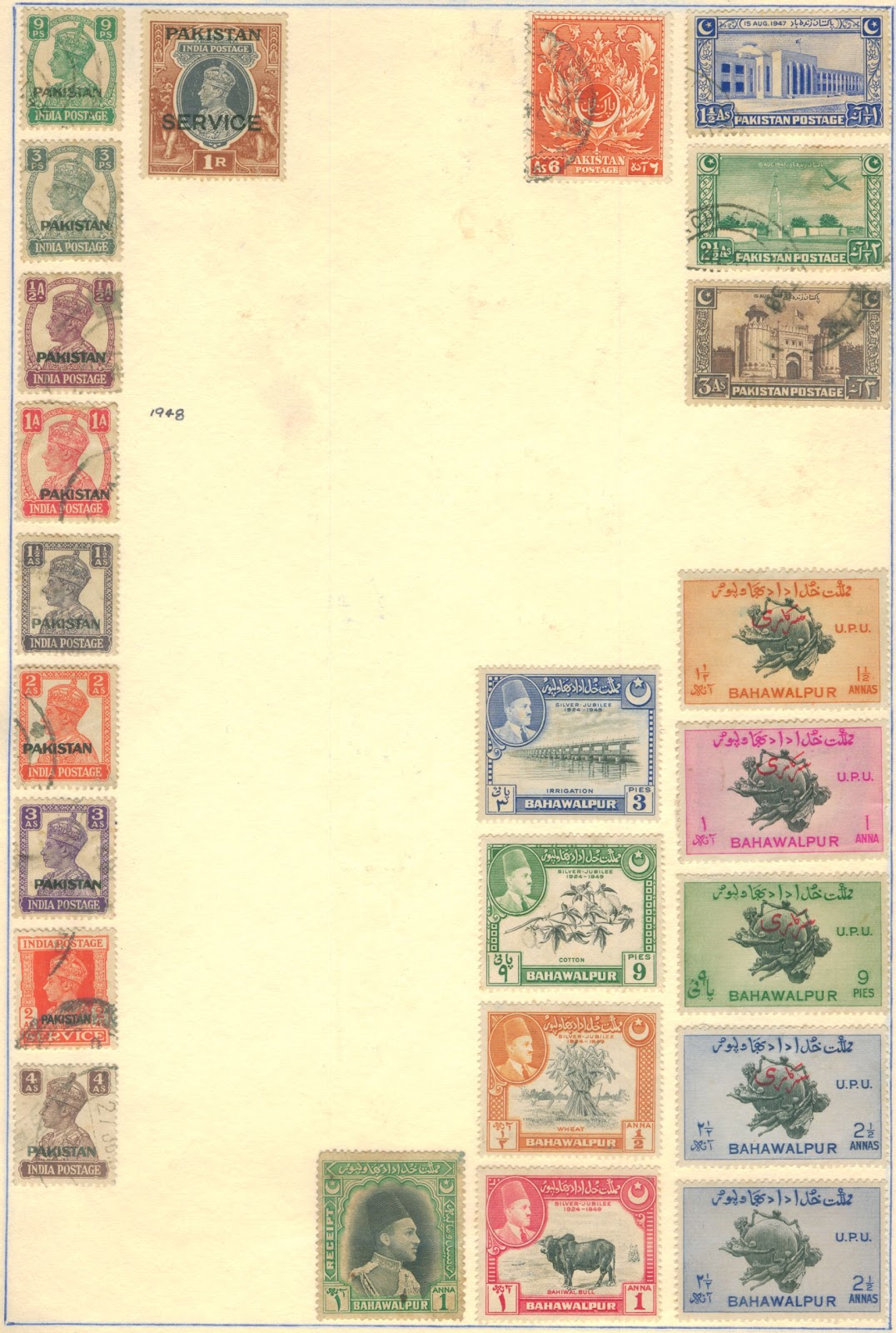 The first page from my Pakistan Stamps collection 1947 My