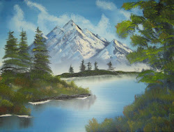 mountain painting summit tree think