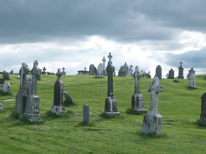 Some of the 600 gravestones at Clonmacnoise
