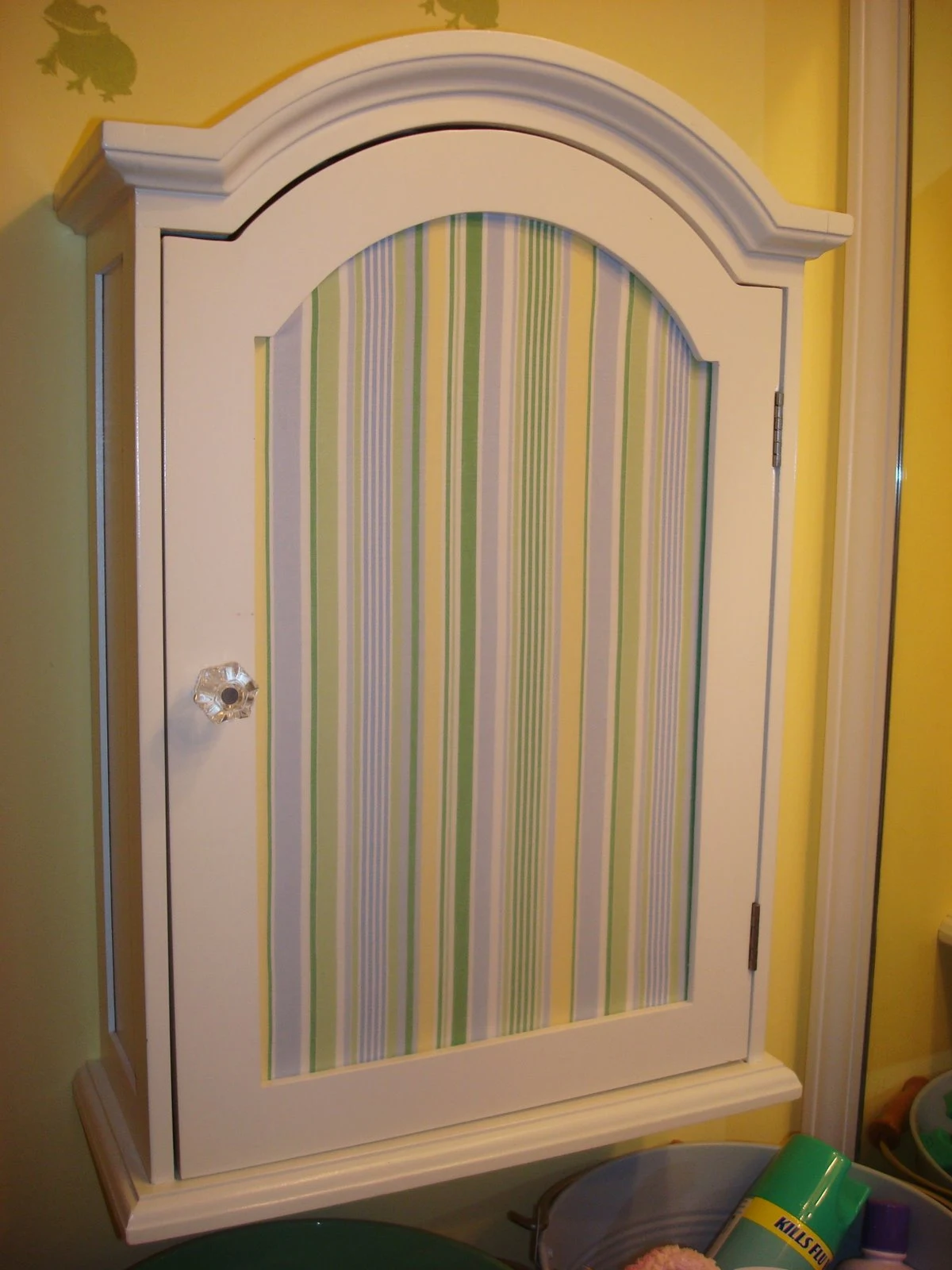 bathroom wall cabinet with fabric