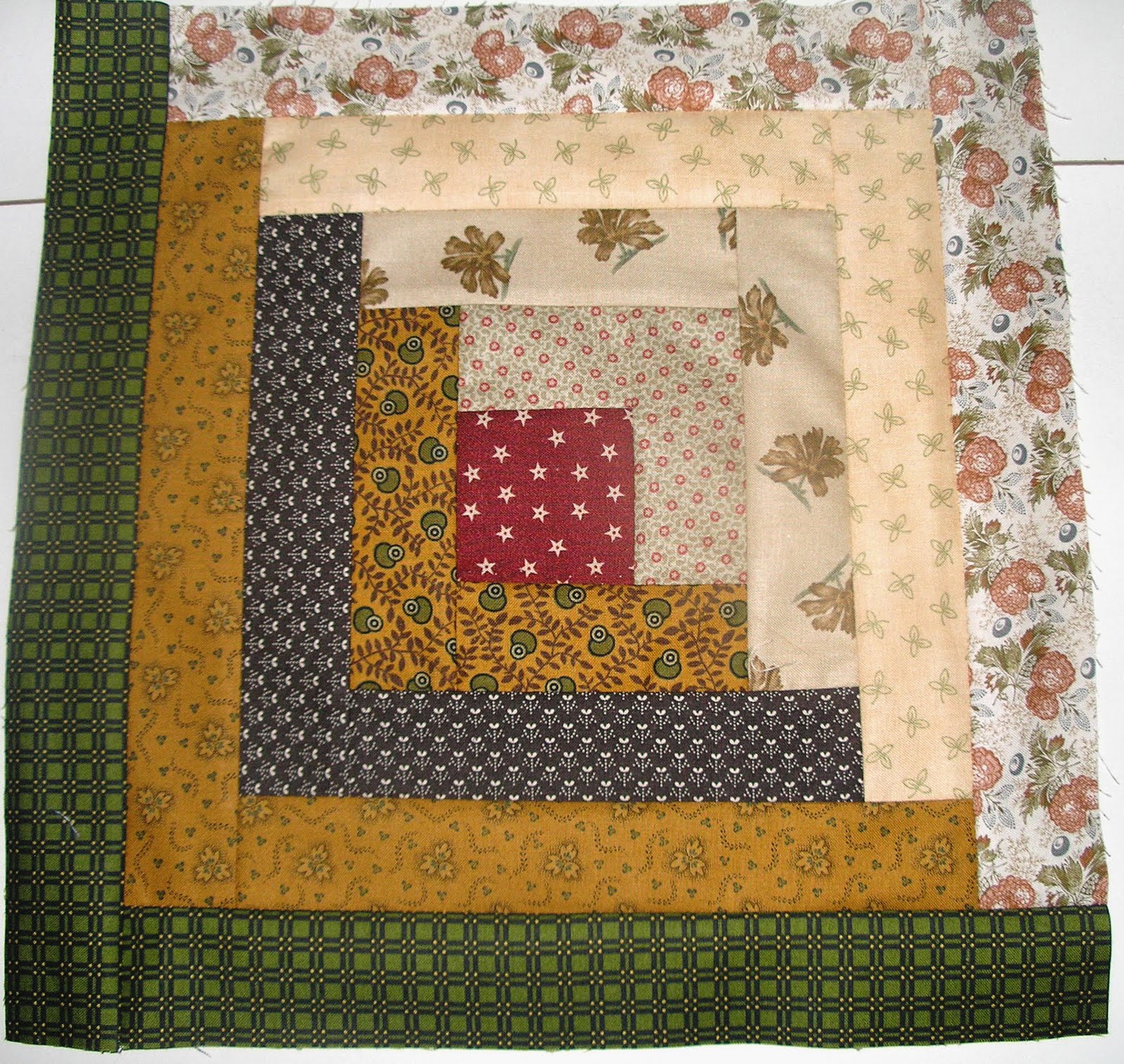 Pins and Tangled Needles Log Cabin Quilt Block & Lore.. and Apple