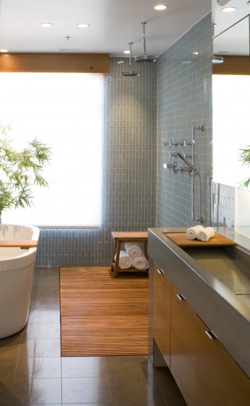 MODERN 24 SEVEN: Unusual tile + gray = bathroom love
