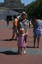 Addison and her Granny in front of the Statue of Liberty