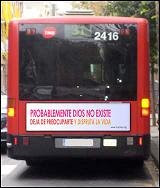 el bus ateo llega a Barcelona