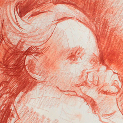 sanguine of a child sucking her thumb