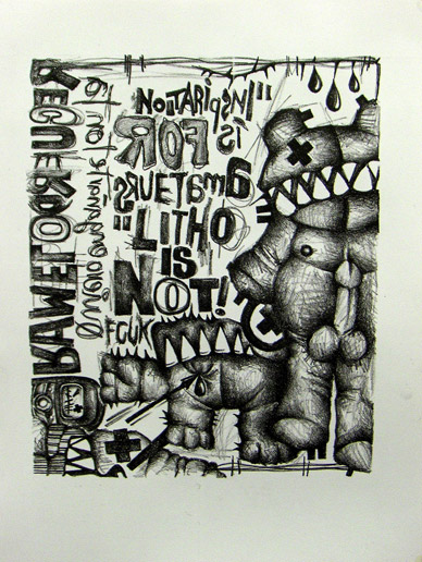 "Inspiration is for amateurs" litho is not! /  40 X 30 cms