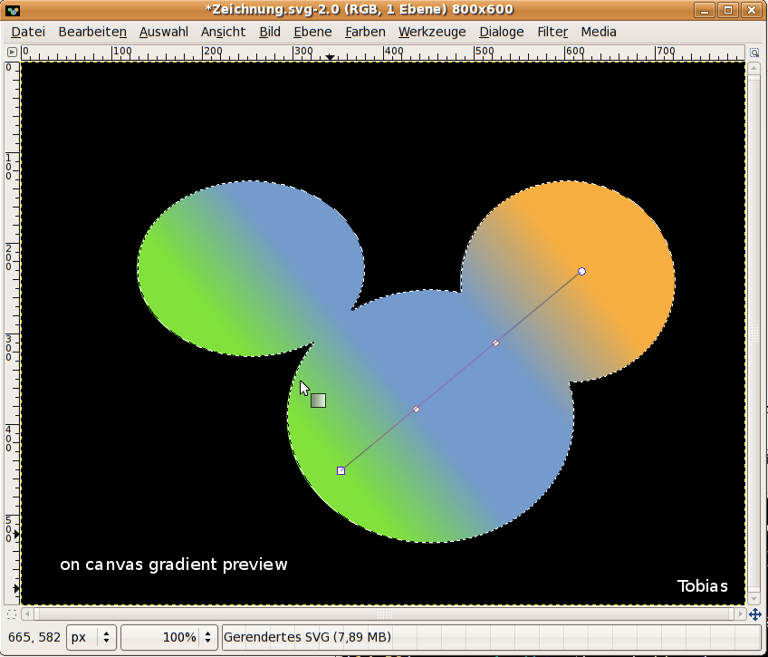 GIMP UI brainstorm on canvas gradient preview