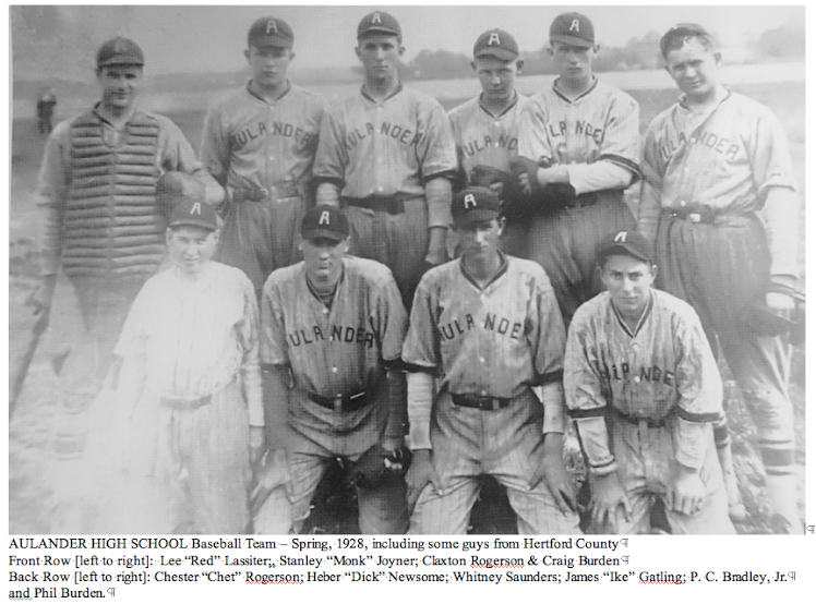 Aulander High School Baseball Team - Spring, 1928 - Photo from Thomas Hall, Class of 1950