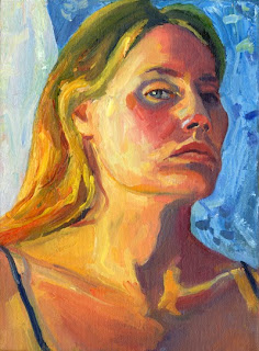 Self portrail oil painting of head and shoulders