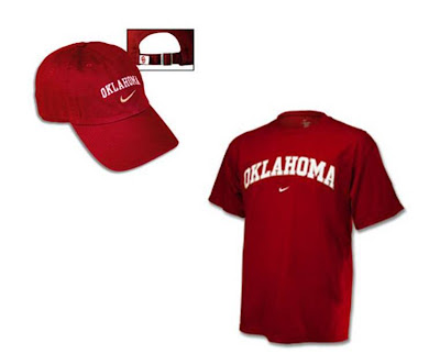 University of Oklahoma hat and shirt
