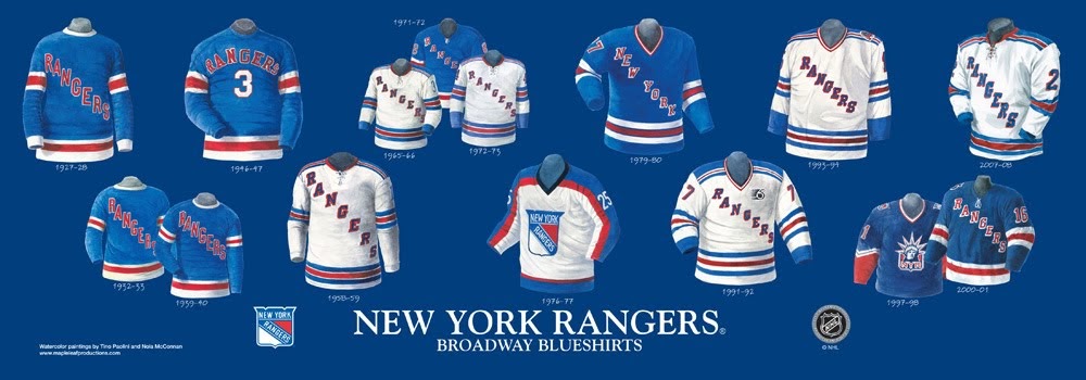 Heritage Uniforms and Jerseys and Stadiums - NFL, MLB, NHL, NBA, NCAA, US  Colleges: New York Rangers - Franchise, Team, Arena and Uniform History