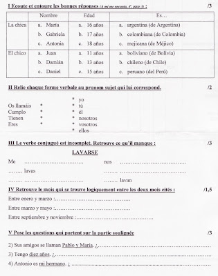 controle espagnol 4eme