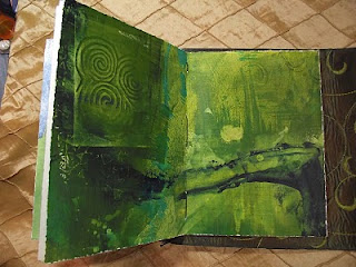 Gina Mitsdarfer - Leather Travel Journal, 8” x 6” (closed), acrylic paintings inside