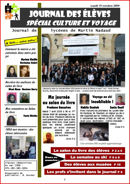 lycée Martin Nadaud  la culture c'est pas pour les chiens journal des