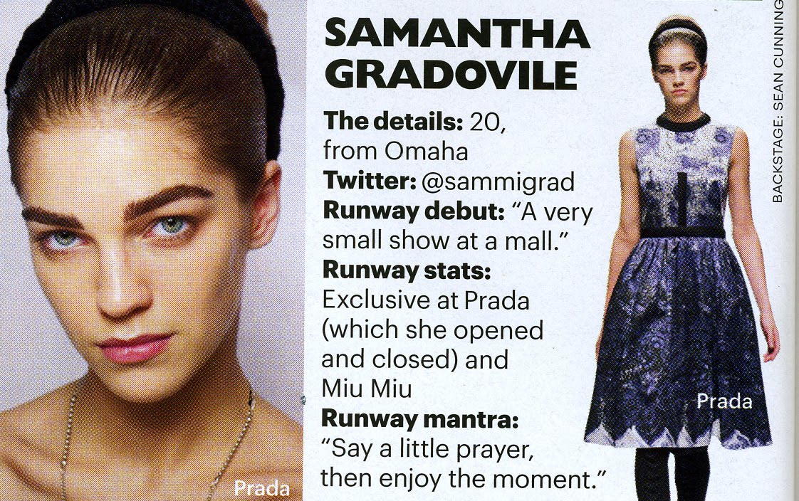 Next Models LA: SAMANTHA GRADOVILLE listed as one of Harpers Bazaar Off