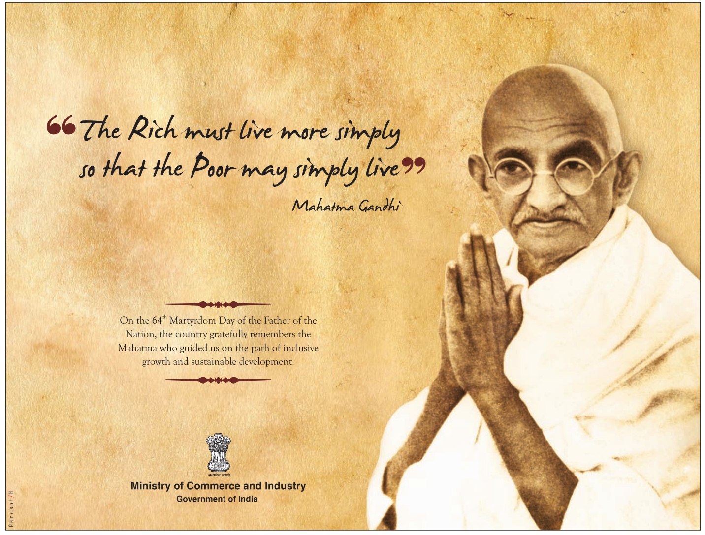 pigmediacraft: #quote Mahatma Gandhi- The rich must live more simply