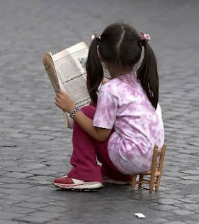 funny tiny chaor with girl reading newspaper cool