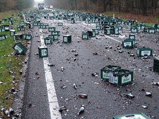 world's worst photo for men beer crash of grolsch on road