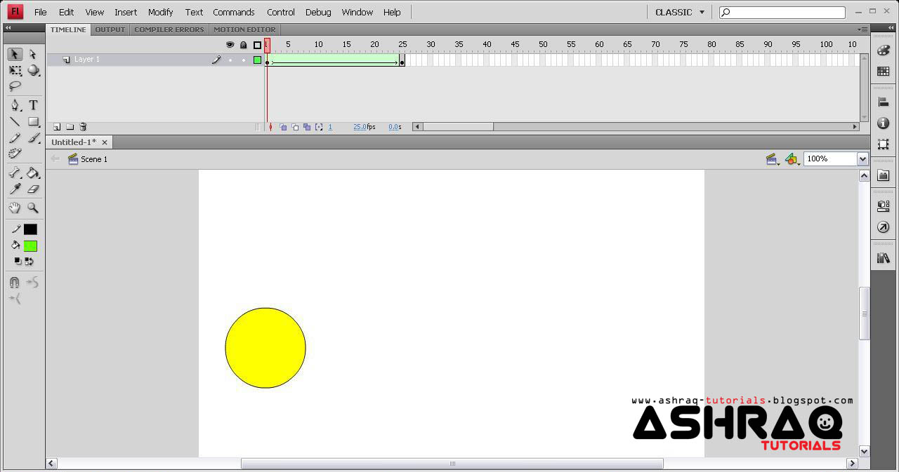Tutorial Adobe Flash Dalam Bahasa Melayu...: Membuat animasi Shape ...