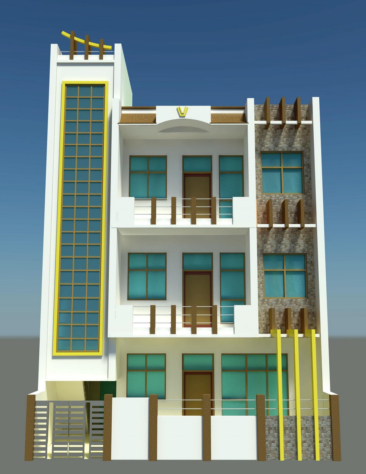 3D Designer Freelancer........: Gaziyabad Front Elevation
