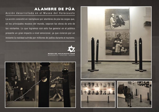 Acción con alambres de púa en el Museo del Holoc