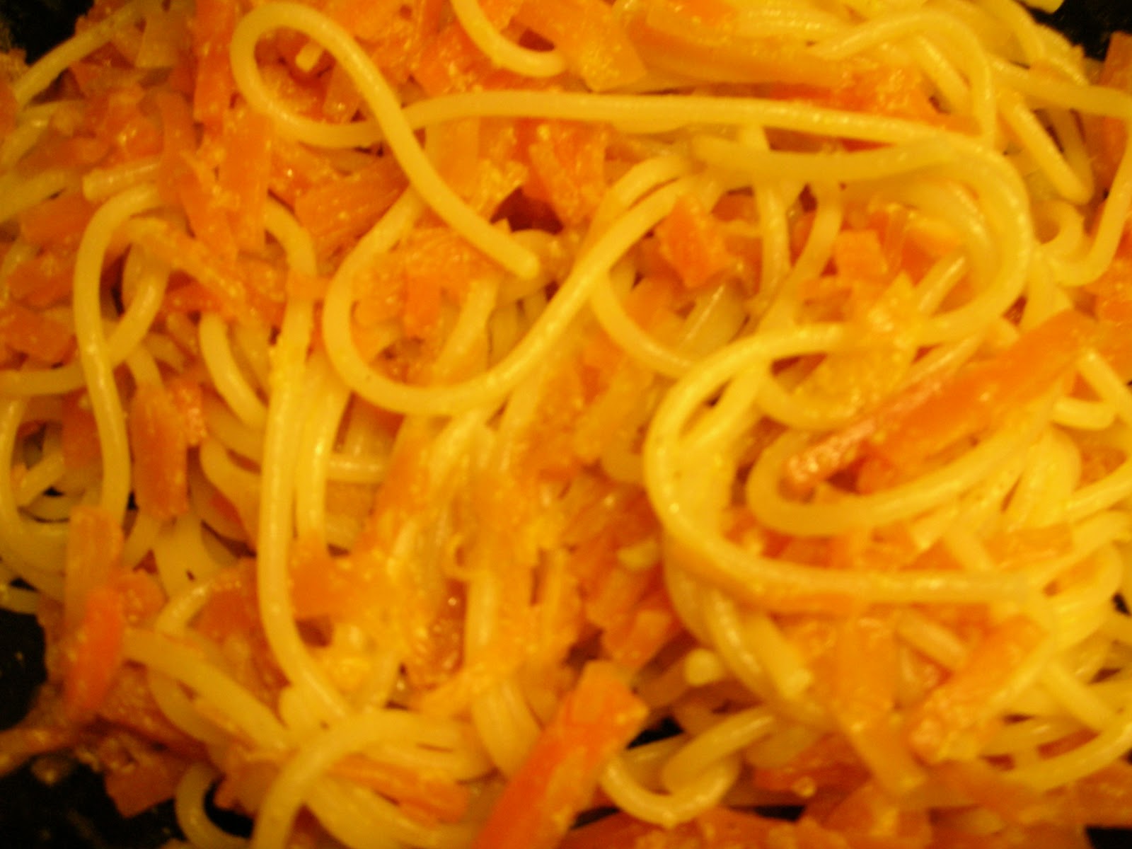 Easily Good Eats Spaghetti with Spiced Carrot Yogurt Sauce Recipe