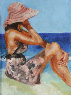 Floppy hat and sun dress - oil painting by Stephen Scott