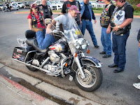 Mike trying Gary's bike on for size