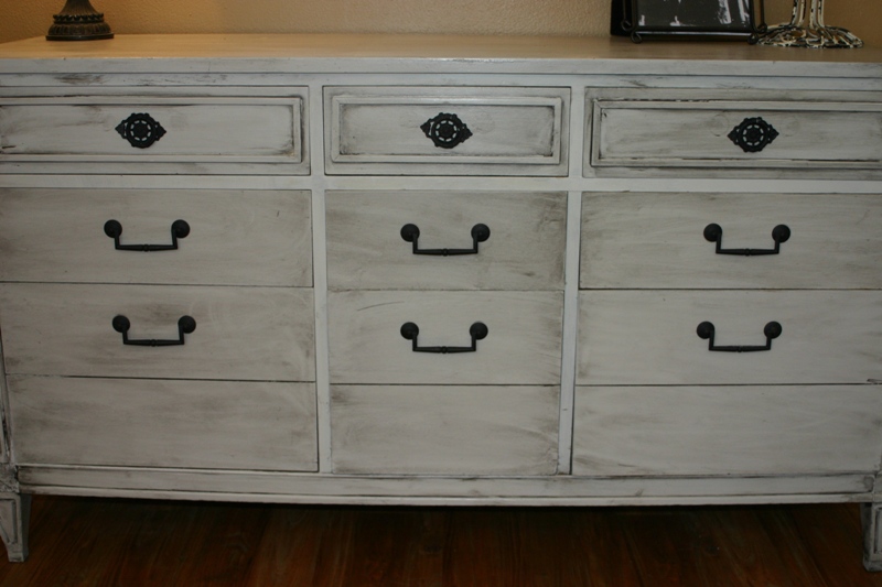 charming creations Antique Distressed Gray Dresser or Buffet for Sale!
