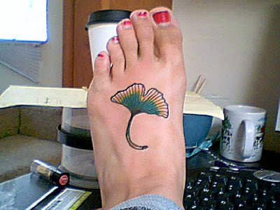 Krystal has a Ginkgo leaf tattoo on her foot Read more about it here