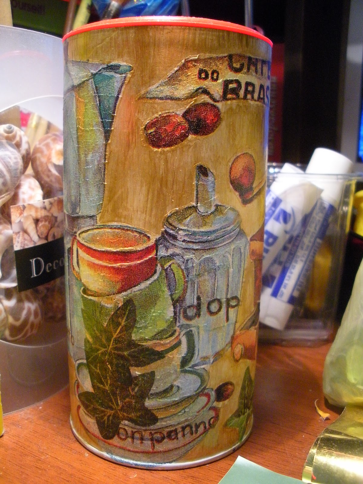 Декупаж банок из под кофе идеи шпаклевкой