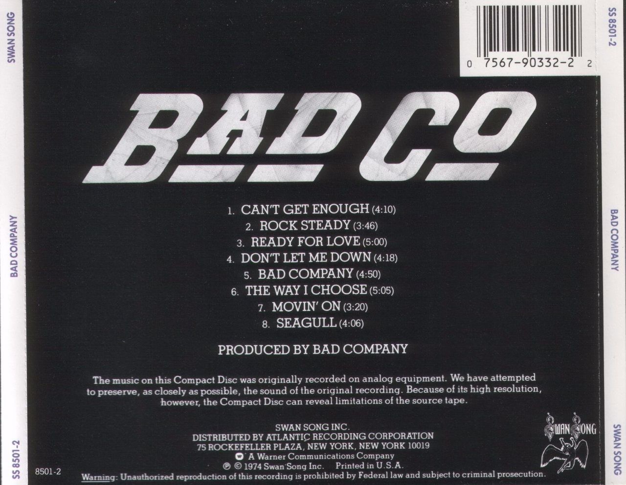 Musicotherapia Bad Company Bad Co (1974)