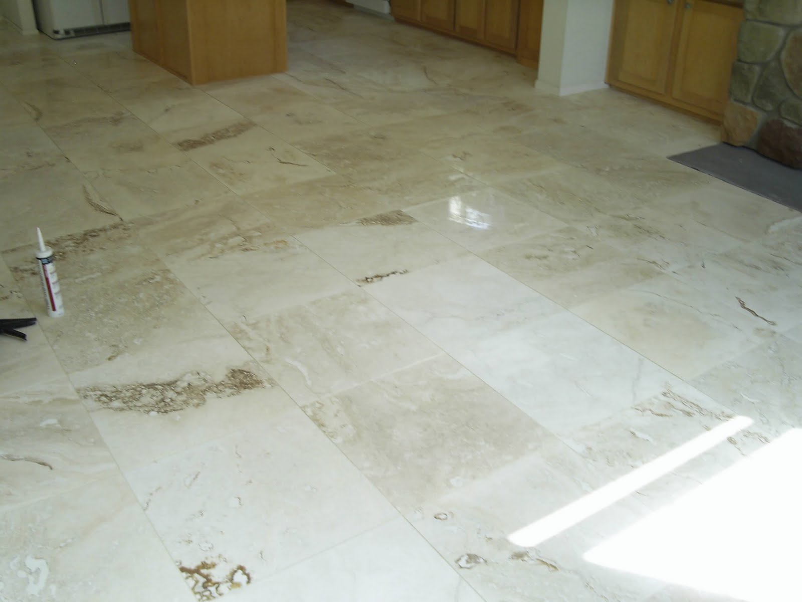 Maloney Tile and Marble Large format travertine install